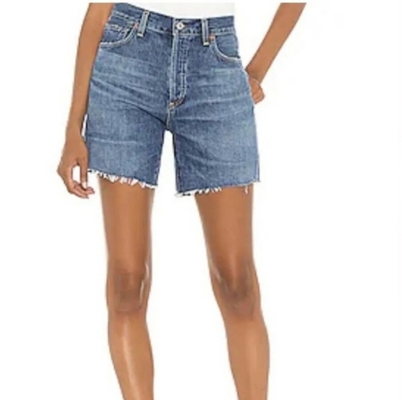 Citizens Of Humanity Blue Jean Shorts Distressed Mid-Length - Picture 1 of 9